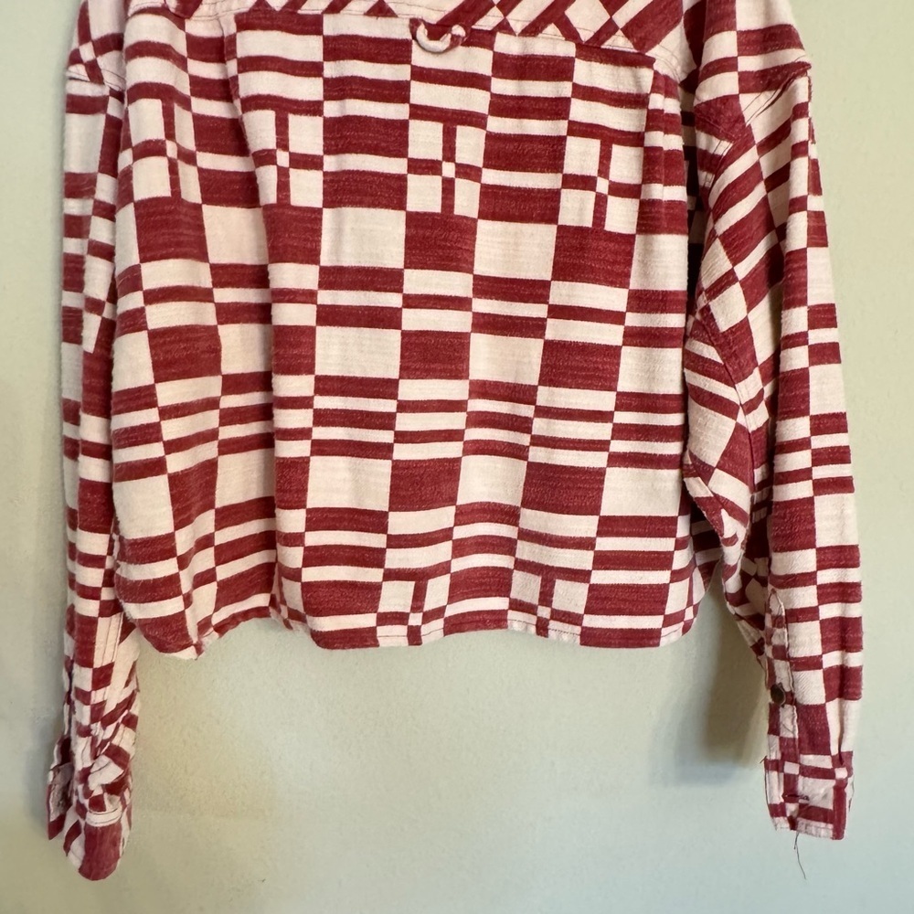 Urban Outfitters BDG Caleb Crop Flannel Shirt Jacket Sz XS Red White Cotton - Picture 10 of 16